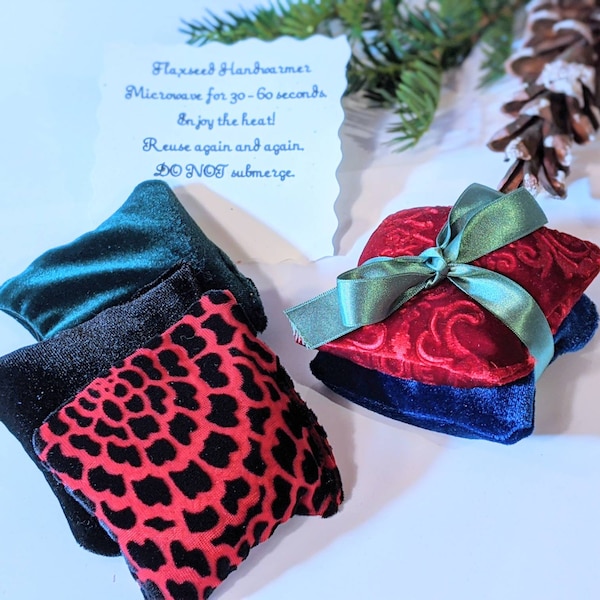 Hand Warmers, Flax Seed Velvet Hand Warmers, Microwaveable Gifts, Warmers for Pocket, Stocking Stuffer, Winter Gift for her, Gifts for Mom