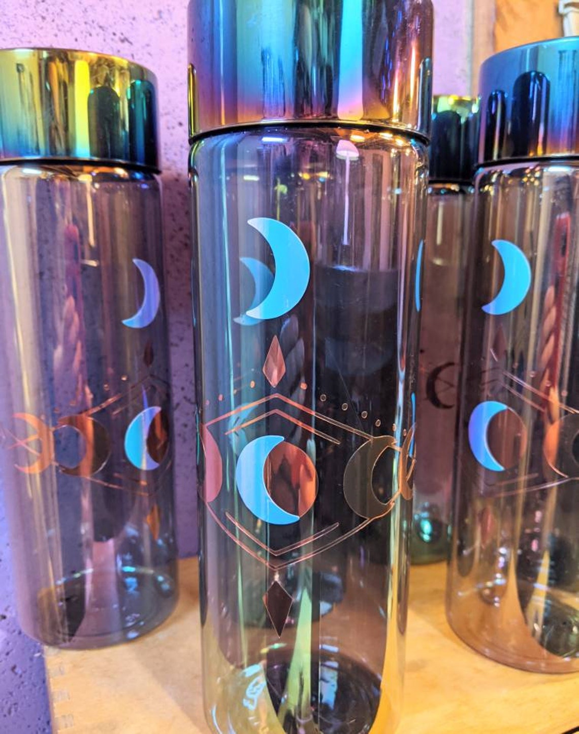 Rainbow Water Bottle for Women Moon Water Bottle Moon Magic Etsy