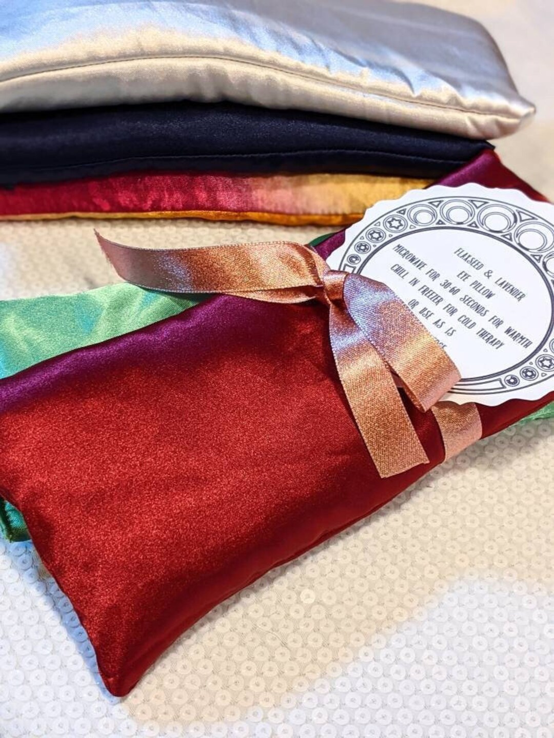 Eye Pillow Lavender, Weighted Eye Pillow for Yoga, Flax Seed Eye Pillow