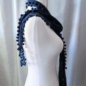 Vintage 20er 30er Jahre Antik Marineblauer Spitzenschal Bild 1