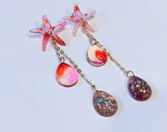 Starfish Earrings, Pink Starfish, Mermaid Gifts for Women, Tropical Jewelry, Beach Jewelry, Mermaid Earrings, Valentines gift for her