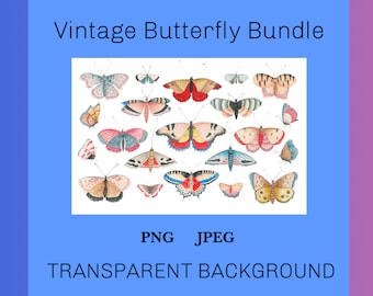 Butterfly Clip Art, Vintage Butterfly PNG, Butterfly Digital Download, Antique Scrapbook Art, Digital Files for Cricut, Victorian Art JPEG