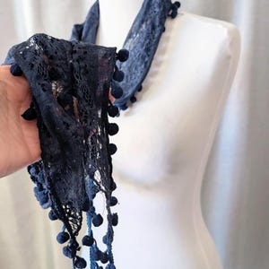 Vintage 20er 30er Jahre Antik Marineblauer Spitzenschal Bild 5