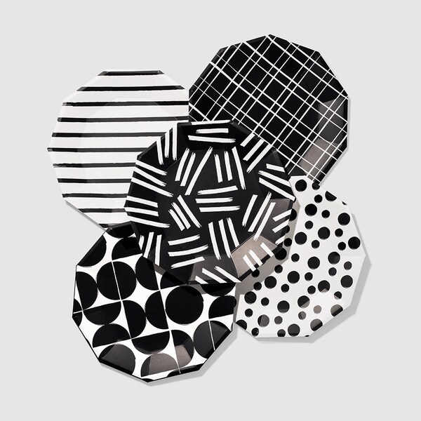 Black and White Paper Plates Etsy