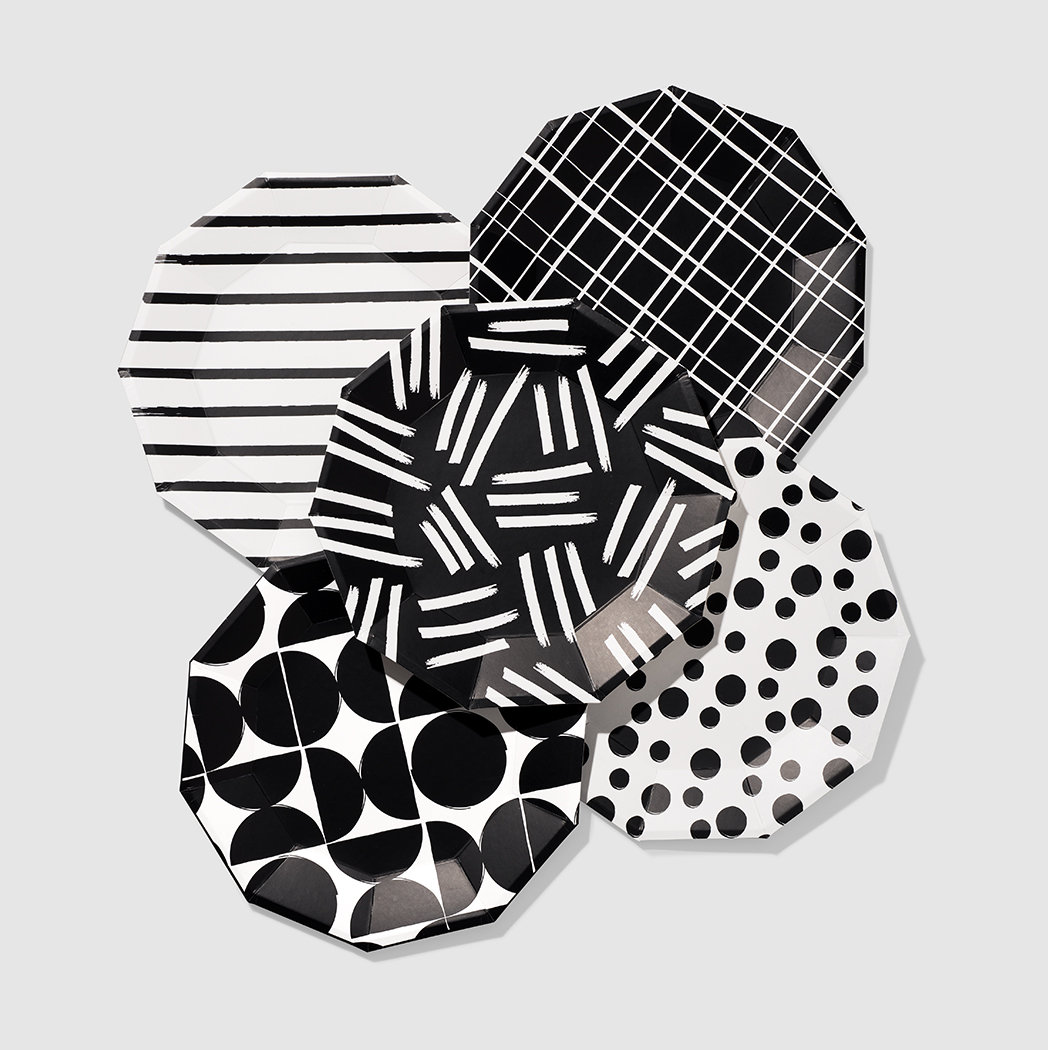 Black White Party Decorations Paper Plates Cups And Napkins Party