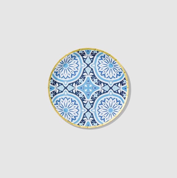 Amalfi Blues Small Paper Plates Set of 10 Paper Wedding Bridal