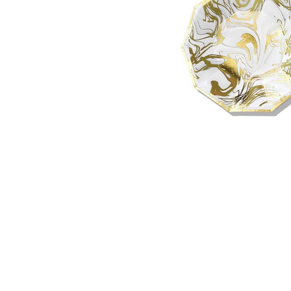 White and Gold Scroll Trim Small Paper Plates Pack of 6 