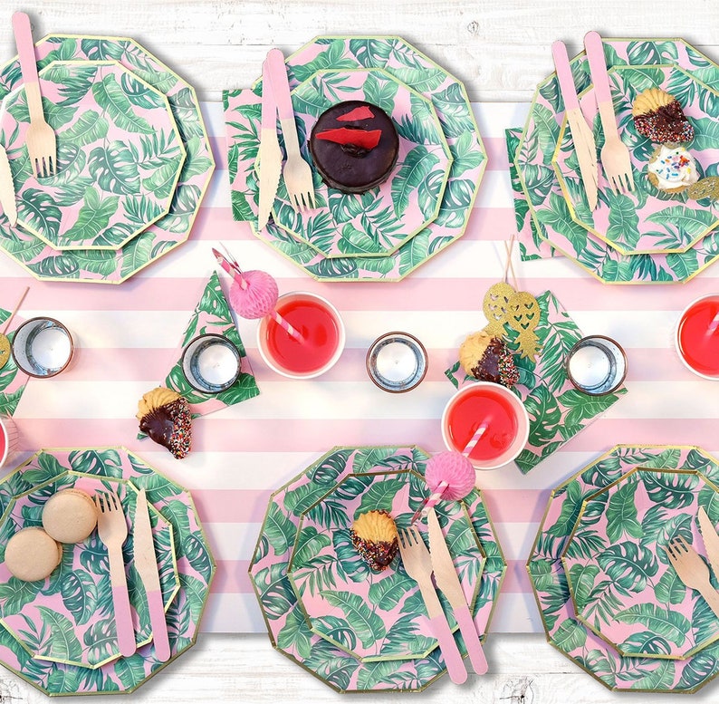 Palm Leaf Small Plates Set of 10 Paper Tropical Luau Etsy