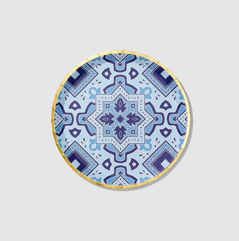 Amalfi Blues Large Plates Set of 10 Paper Wedding Bridal - Etsy