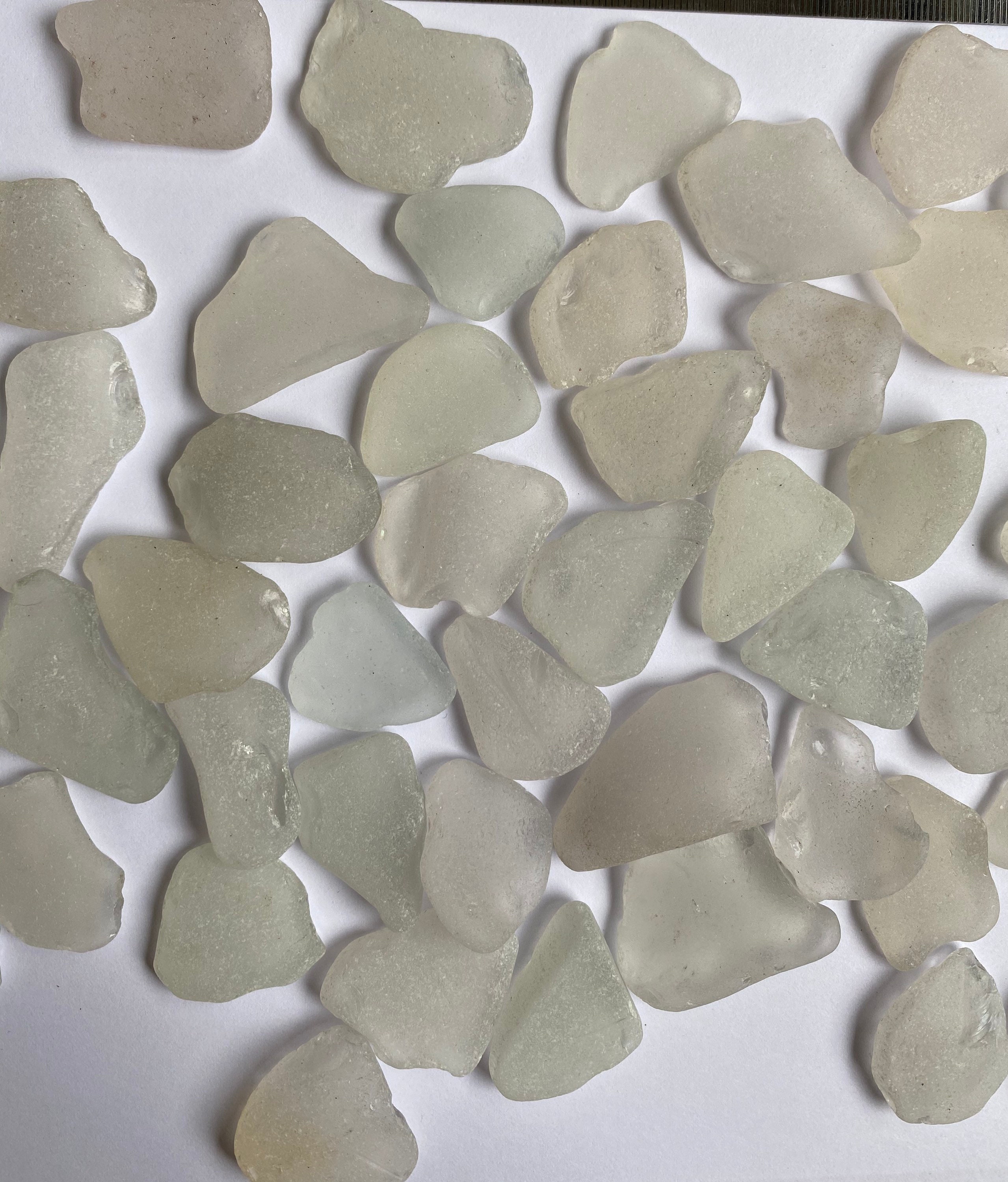 20 white/clear small sea glass pieces naturally collected from Etsy