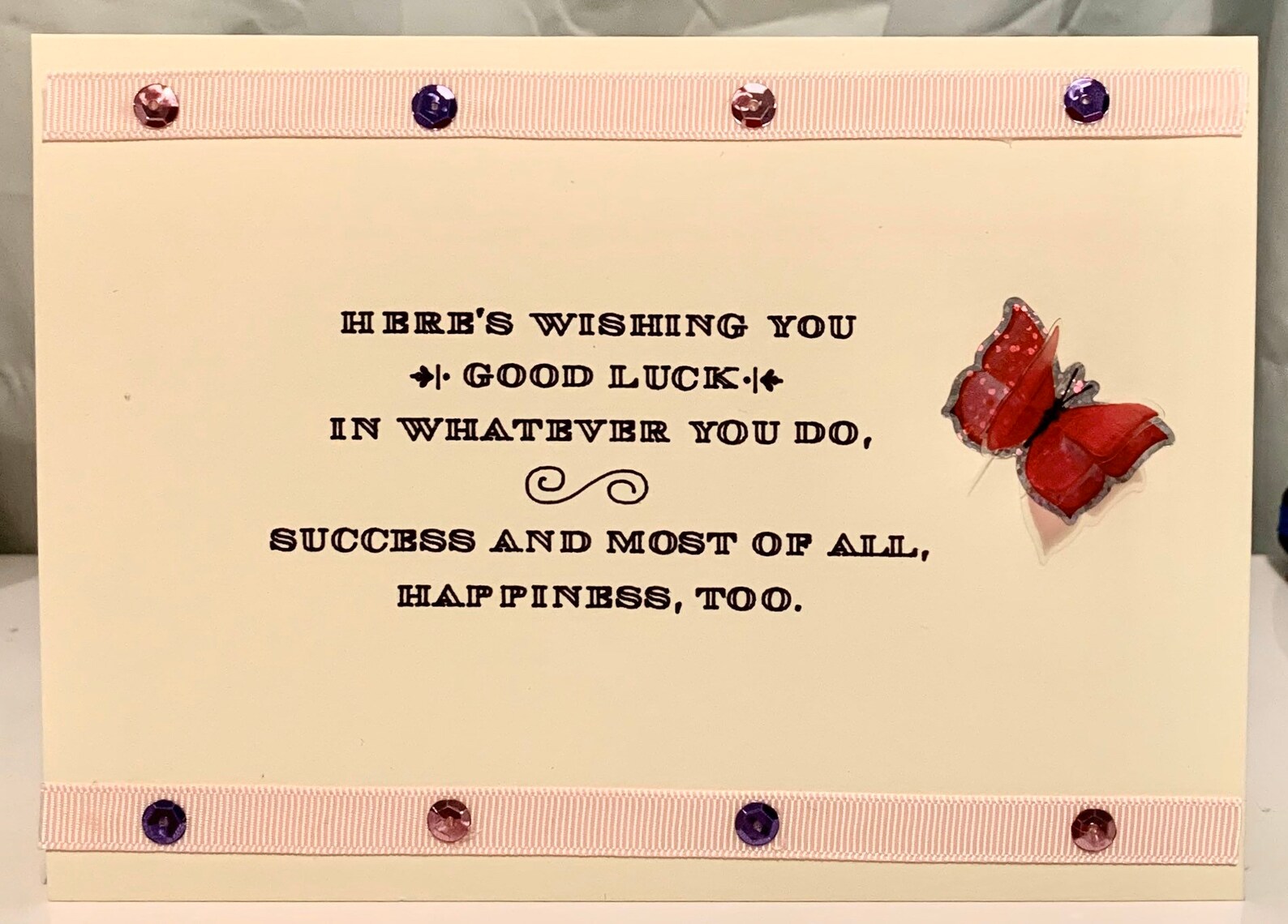 SALE...Handmade 'Good Luck wishes card. Etsy