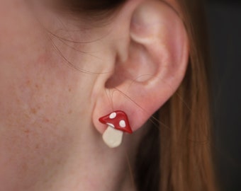 Clay Mushroom Stud Earring | Toadstool | Nature | Jewelry |