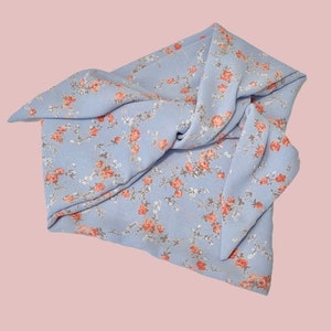 Powder Blue Floral Triangle Bandana-Red Floral Bandana-Powder Blue Bandana-Rose Bandana-Triangle Scarf-Triangle Bandana-Half Bandana-50s