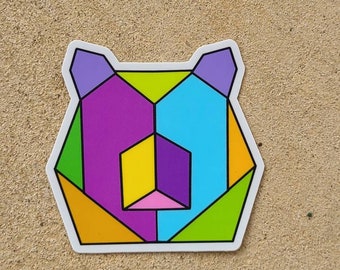 Geometric Bear Vinyl Sticker,