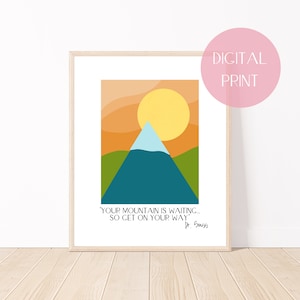 Oh the Places You'll Go Zitat, Dr. Seuss Zitat, Dein Berg wartet, Wandkunst, Spielzimmer Dekor, Kinderzimmer Druck, printable