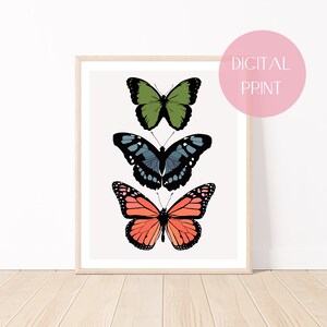 Boho Butterfly Wall Art, Neutral Butterfly, Digital Print, Wall Print, Wall Art Decor, Butterfly Art, Monarch, Boho Decor, Neutral Decor