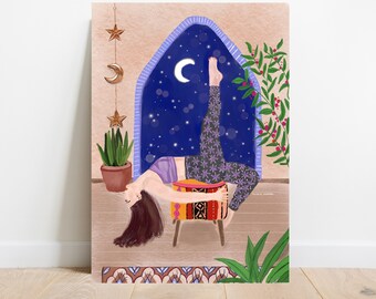 Live in the present moment-kunstprint-art print-yoga illustration-Studio LaWiene- bohemian style