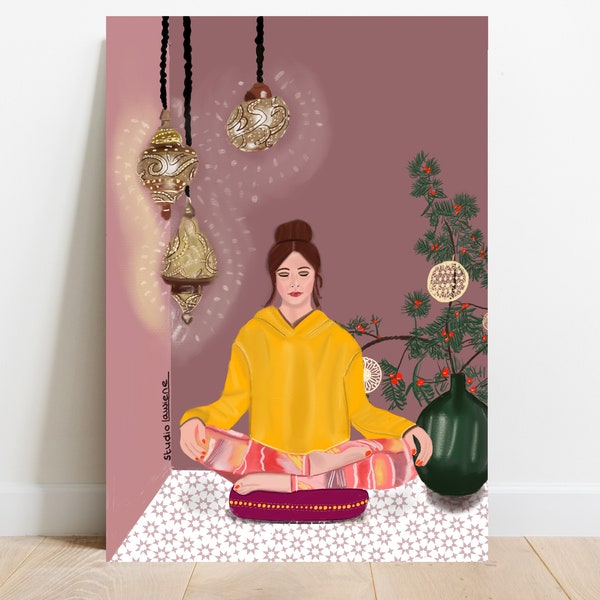 Zen - A4 illustration print - wall art - yoga poster - meditation - self care - interior art - bohemian art - Christmas gift - yoga print
