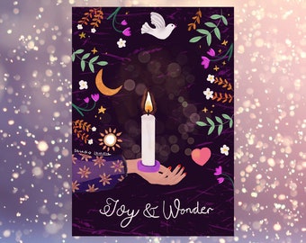 Joy and wonder - Christmas card - postcard with envelope