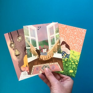 Set of 3 Zen/Yoga cards - Greeting card - yoga art - self care - bohemian style - Studio avalanche - postcard-postcard set- small gift-yoga