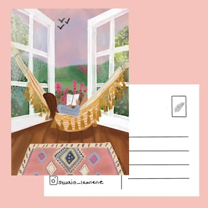 Sueño en hamaca - postal - pastel - tarjeta de felicitación - hamaca - relax - Studio LaWiene - Bohemian - A6