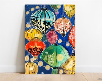 Hoi An Lights - Poster A3 - Wall art - Asian art - Interior Art - Lanterns - Lampions