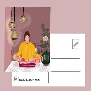 Cartolina Zen - Biglietto d'auguri - arte yoga - meditazione - cura di sé - arte bohémien - cartolina di Natale - piccolo regalo - Studio LaWiene
