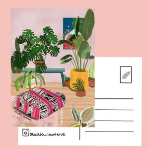 Amour végétal - Carte de vœux - carte postale - monstera - art mural - impression d’illustration - studio lawiene - plantlover - impression botanique - mur d’art