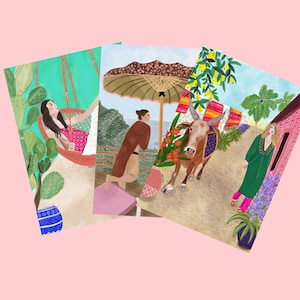 Conjunto de cartões postais Wanderlust - cartões de felicitações - papelaria - pequeno presente