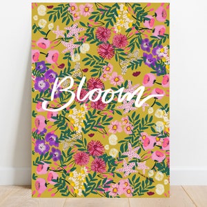 Bloom wildflower-illustration print-flower power-wildflowers-botanical print-flower pattern-Studio LaWiene-wall art-bohemian style-A4/A3/A2