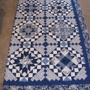 Blue floral quilt  etsy Blue floral quilt  etsy