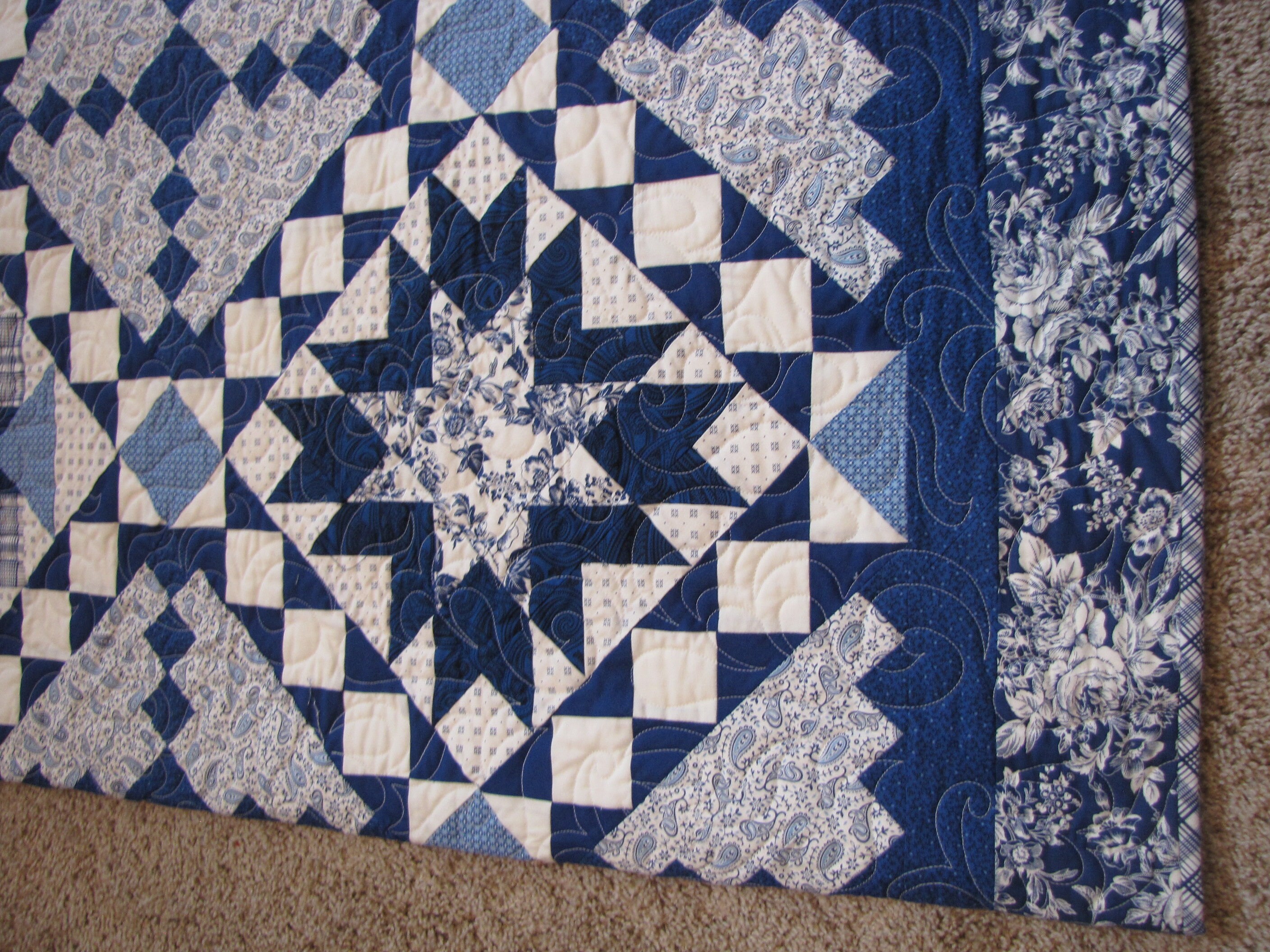 Blue Floral Quilt Etsy