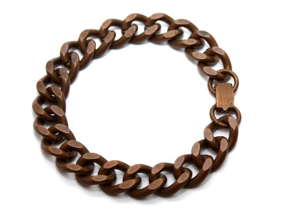 Vintage, Heavy, Solid, Copper, Chain Link, Bracel… - image 4