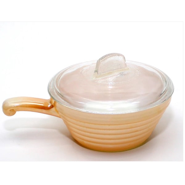 Anchor Hocking, Fire King, Peach Luster, Beehive, Ovenware, Chili, Soup Bowl, With Lid