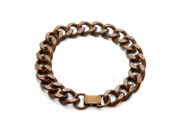 Vintage, Heavy, Solid, Copper, Chain Link, Bracel… - image 1
