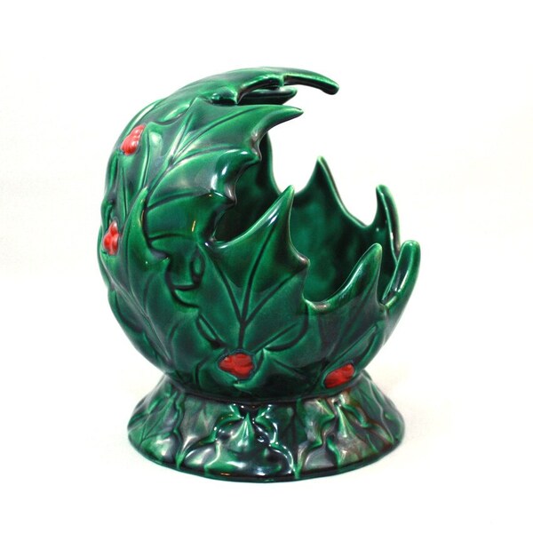 Vintage Christmas, Holly And Berry, Green, Candle Holder, Display Globe