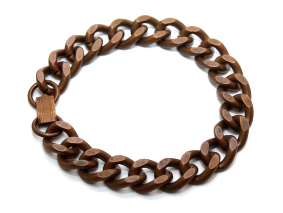 Vintage, Heavy, Solid, Copper, Chain Link, Bracel… - image 2