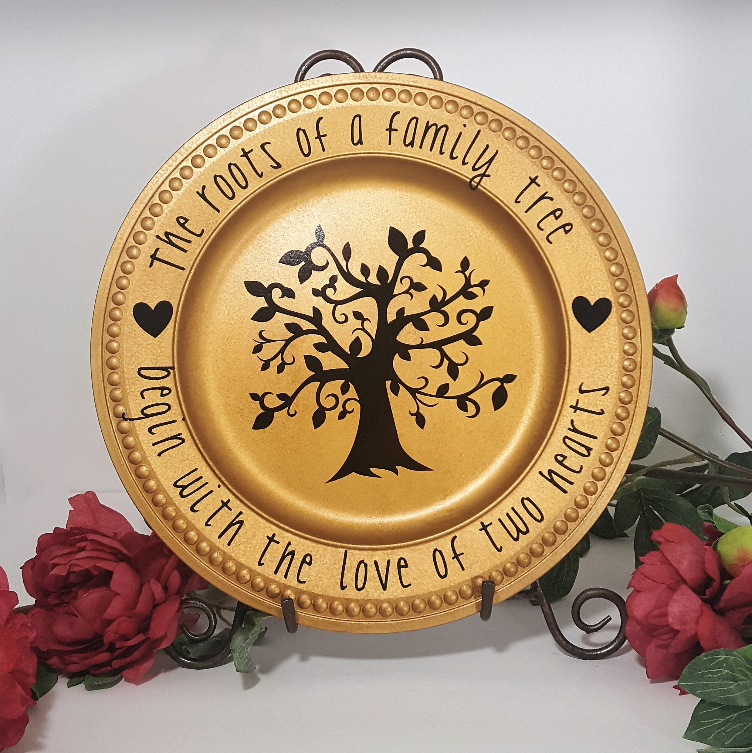 Gold Tree Plate Gold Family Tree Charger Plate: Decorative Dining & Wall Decor - Etsy