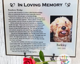 Custom Acrylic Pet Memorial Plaque: Rainbow Bridge Photo Keepsake