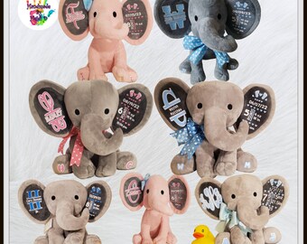 Birth Announcement Elephant: Personalized Baby Stats Stuffed Animal