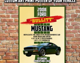 Custom Car Poster | Personalized Vehicle Artwork | 24x36 Print from Your Photo | Gift for Car Enthusiasts & Gearheads | Garage Wall Art