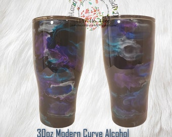 Ready To Ship Epoxy Tumbler | Alcohol Ink Swirl 30 oz. Modern Curve Tumbler | Stainless Steel Epoxy Resin Tumbler | Unique Custom Gift