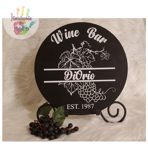 Letrero personalizado para bar de vinos: decoración redonda de madera de 30 cm