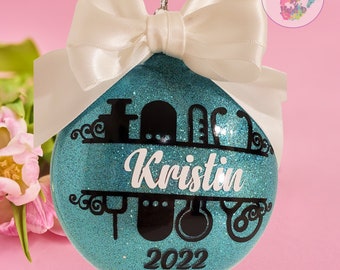 Personalized Nurse/Dr Glitter Christmas Ornament |Personalized Nurse Ornament| Gift for Nurse |Gift for Doctor| Christmas Gift for Nurse