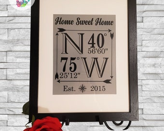 Personalized Home Coordinates Art: Housewarming Realtor Gift