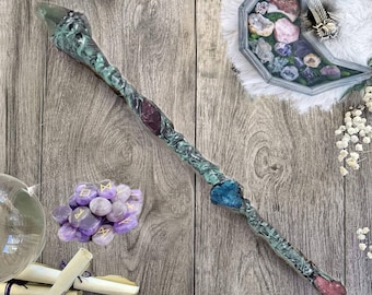 Crystal Wand,Witches Magic Wand,Witch wand,Wooden wand, Wizardry, Wicca,Wizard Wand, Costume wand,Cosplay wand, Birthday gift,Magic wand