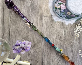 Crystal Wand| Reiki|Witchcraft wands| Wands|Magic |Cosplay|Fairy |Wooden|witch|Harry potter|Wizard|display|Art|