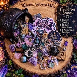 Witchy Mystery Scoop with Real Crystals | Crystal Confetti Lucky Cauldron Dip | Spiritual Mystery Surprise Gift Bag