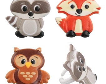 Woodland Animal Cupcake Rings – 12 Count | Forest Animal Cupcake Toppers Featuring Raccoons, Foxes & Owls