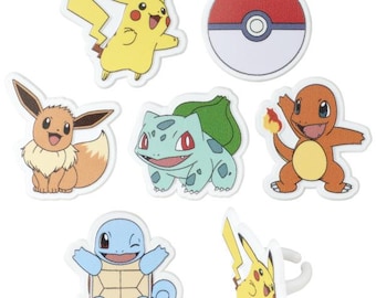 Pokémon™ Cupcake Rings - 12 Count | Official Character Toppers for Cupcakes, Donuts & Cakes
